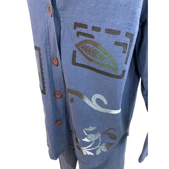 Size 14W Piccalino Plus Women's 2 Piece Outfit 1980s Vintage Pants Top Cotton - Picture 5 of 8